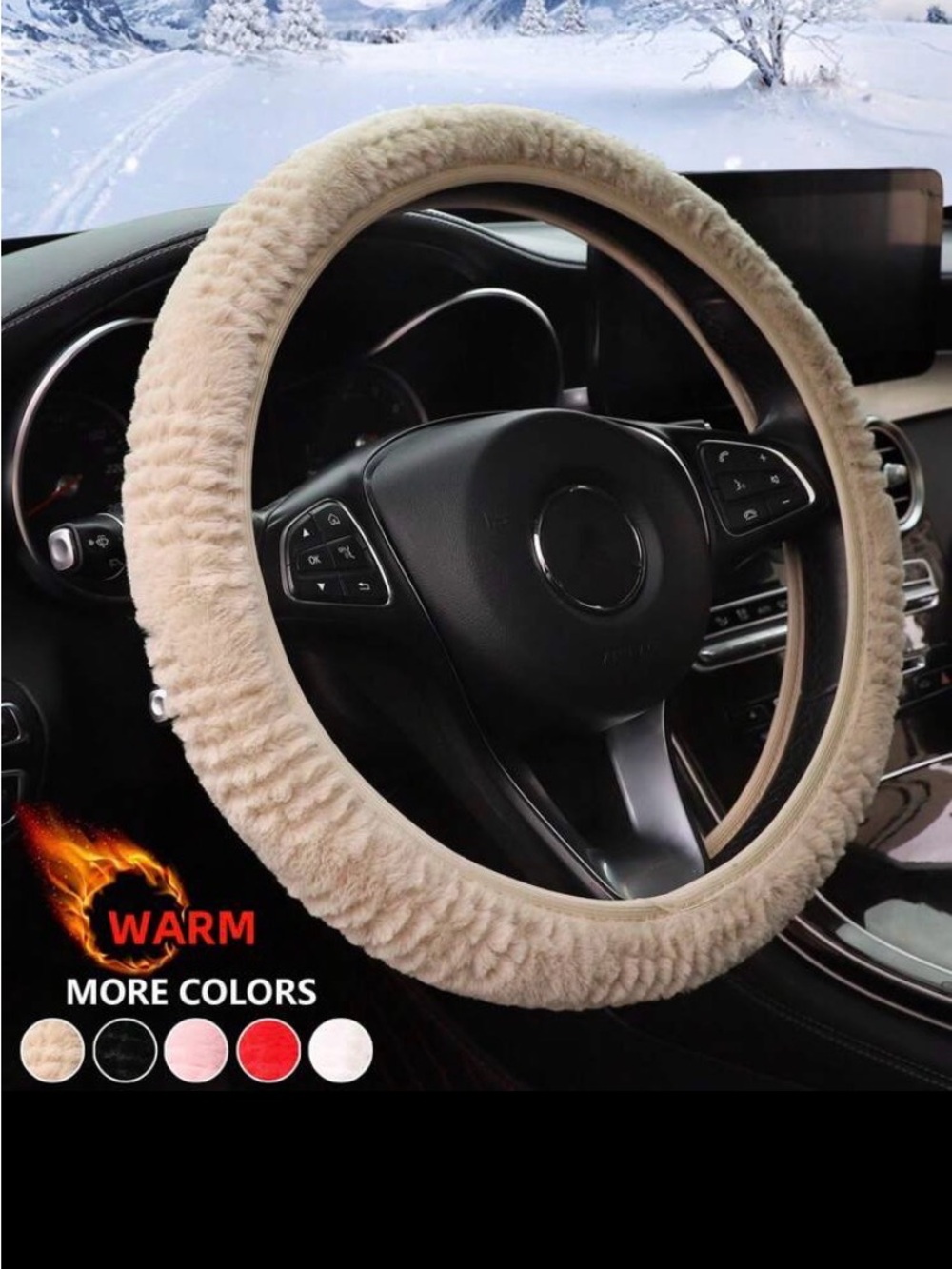 All 4 $25 Beige Faux Fur Wheel Cover & 1pc Floral & 3 daisy car decoration